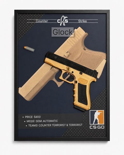 Арт рамка 3D карти "Glock&rdquo; з гри Counter Strike Glock фото