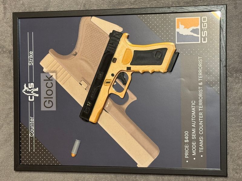 Арт рамка 3D карти "Glock&rdquo; з гри Counter Strike Glock фото